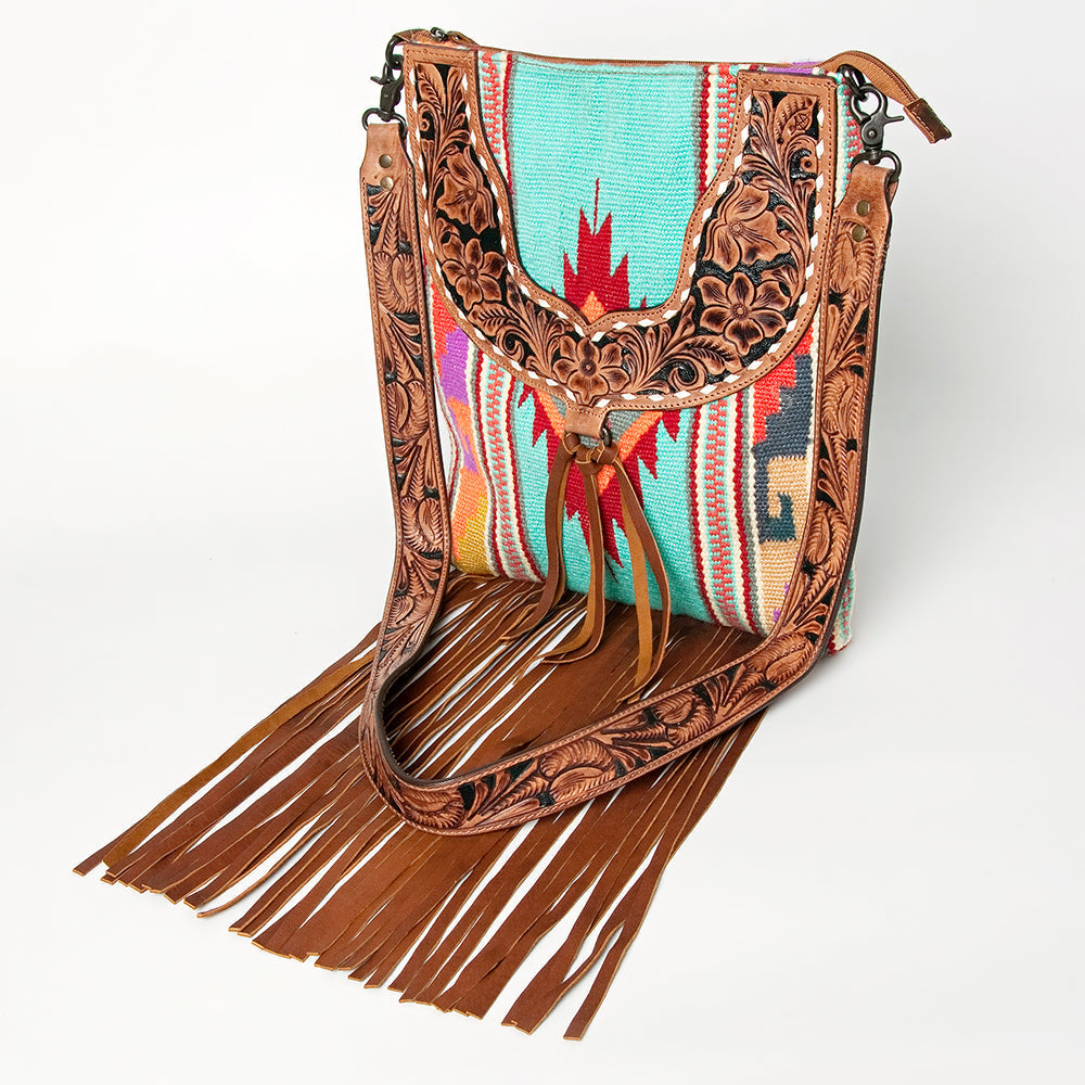 American Darling Crossbody Hand Tooled Hair-on Genuine Leather