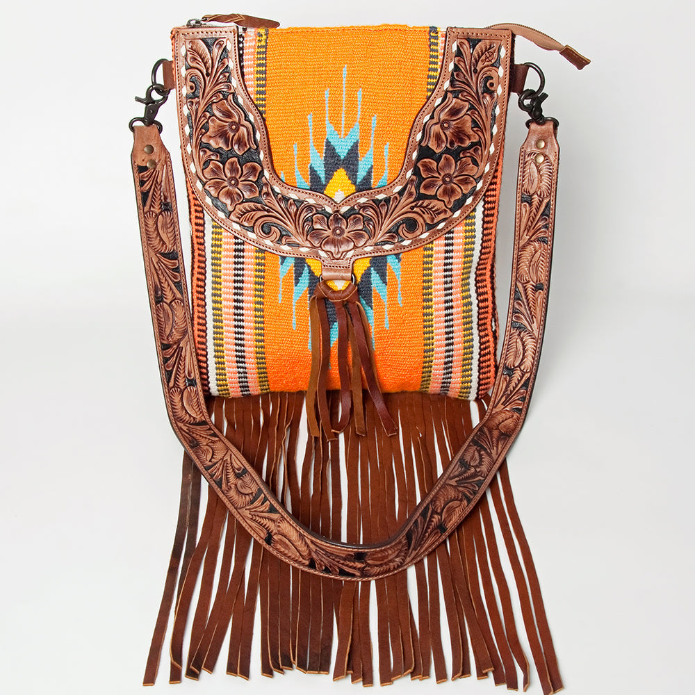 American Darling Crossbody Hand Tooled Hair-on Genuine Leather