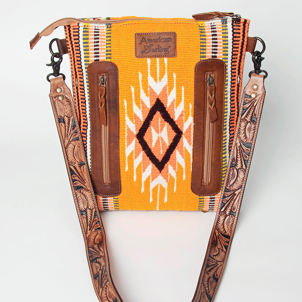 American Darling Crossbody Hand Tooled Hair-on Genuine Leather