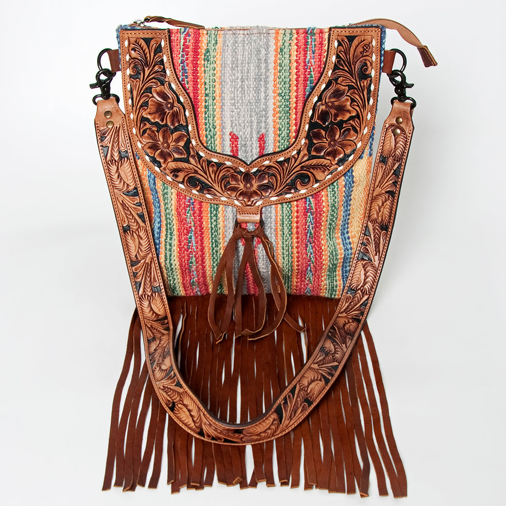American Darling Crossbody Hand Tooled Hair-on Genuine Leather