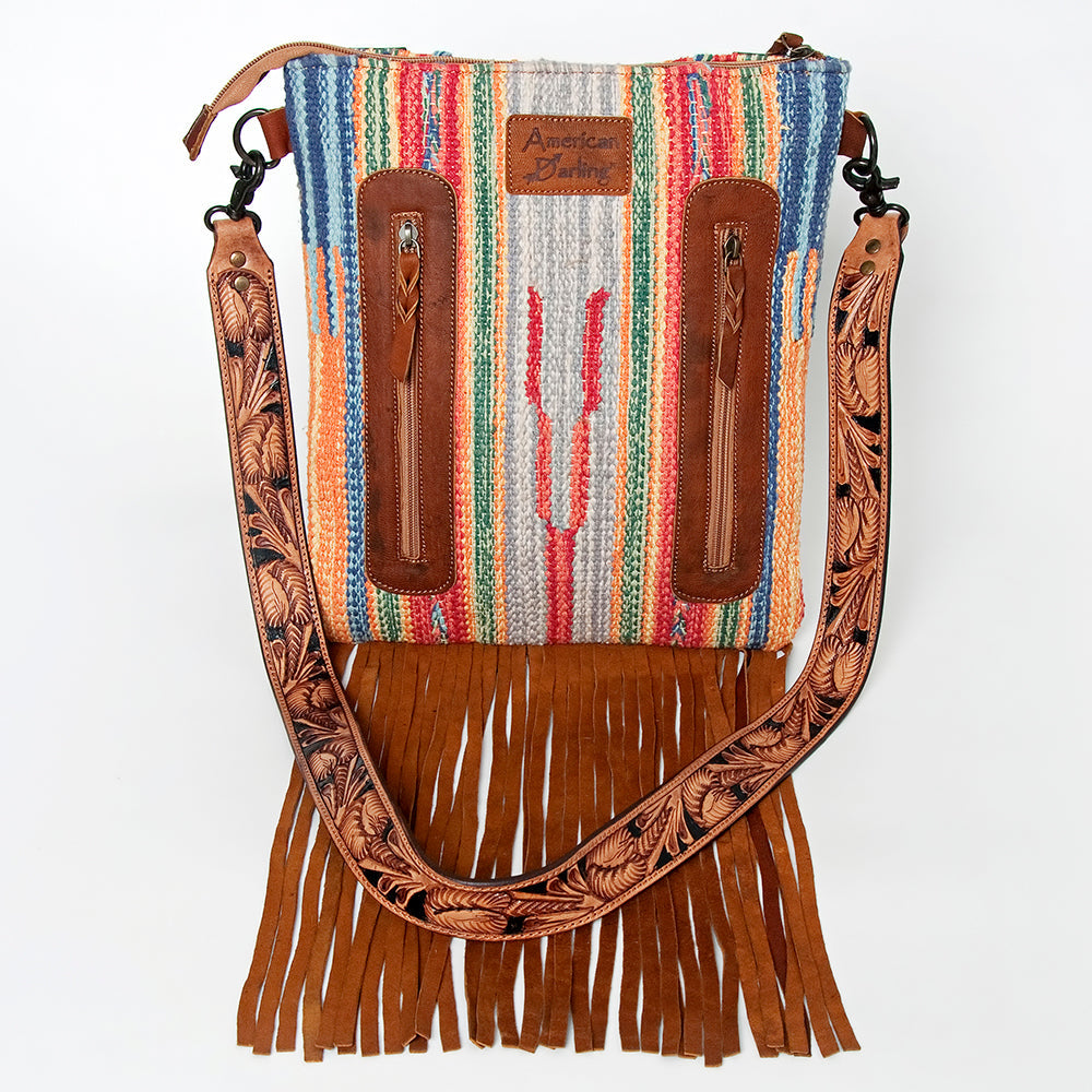 American Darling Crossbody Hand Tooled Hair-on Genuine Leather