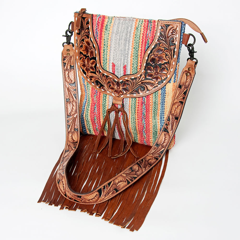 American Darling Crossbody Hand Tooled Hair-on Genuine Leather