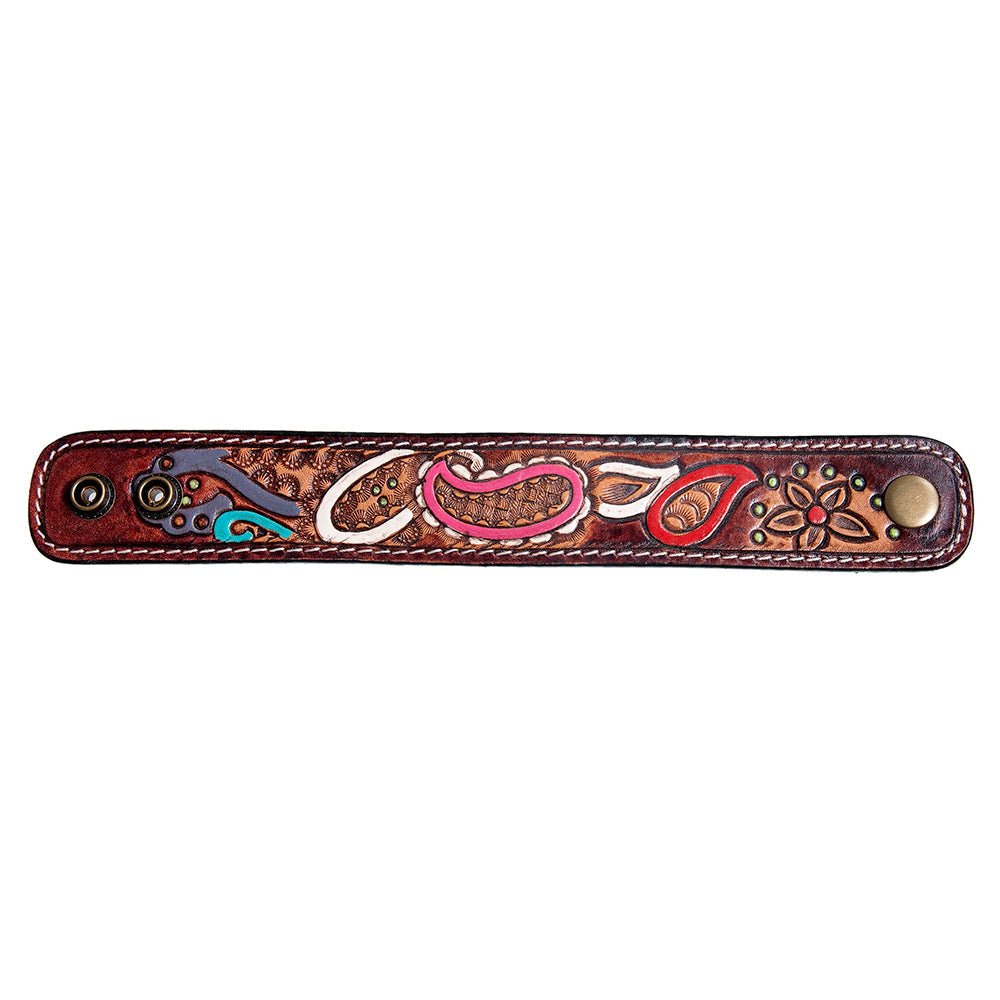 American Darling Bracelet Hand Tooled Carved Genuine Leather Women | Handmade Western Rustic