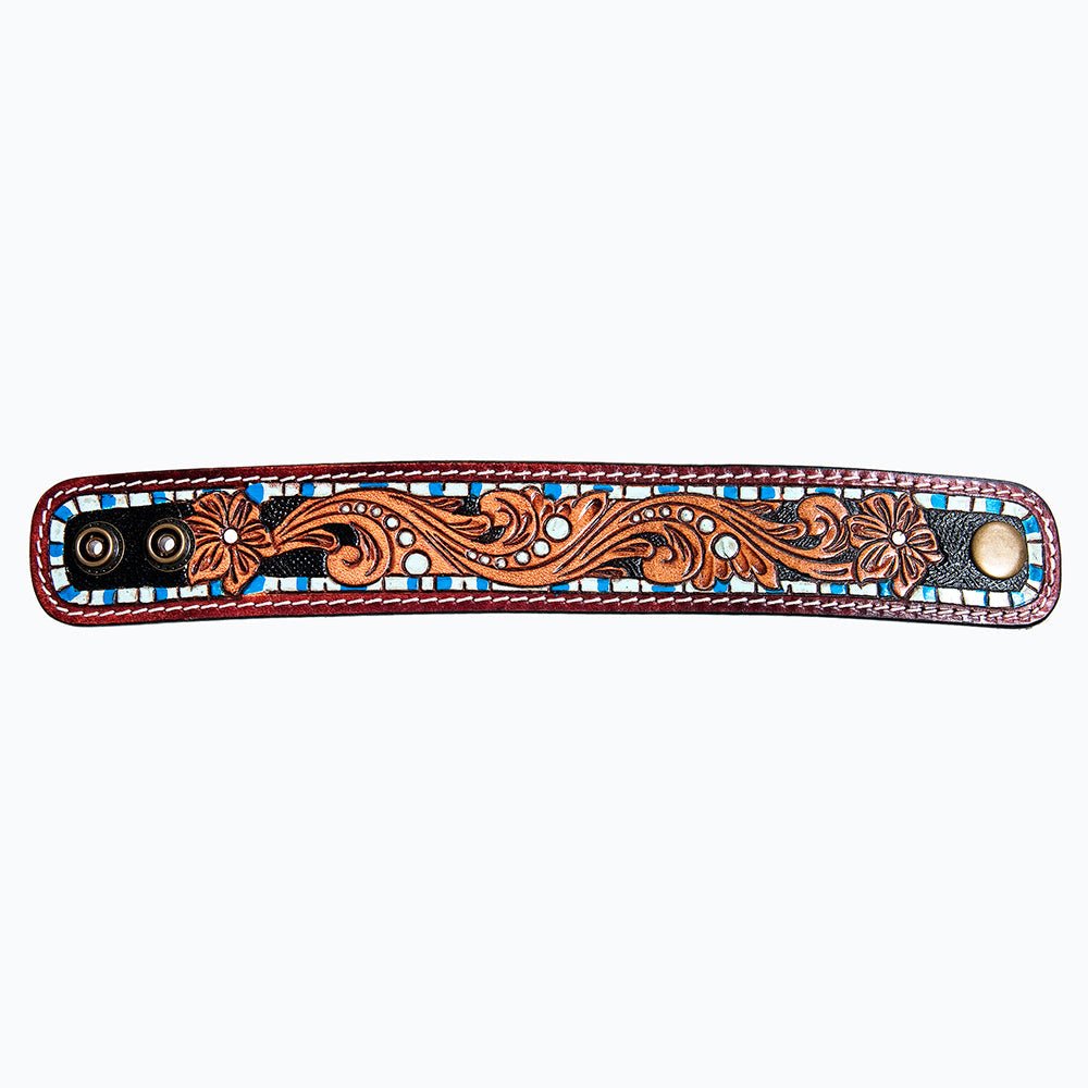 American Darling Bracelet Hand Tooled Carved Genuine Leather Women | Handmade Western Rustic
