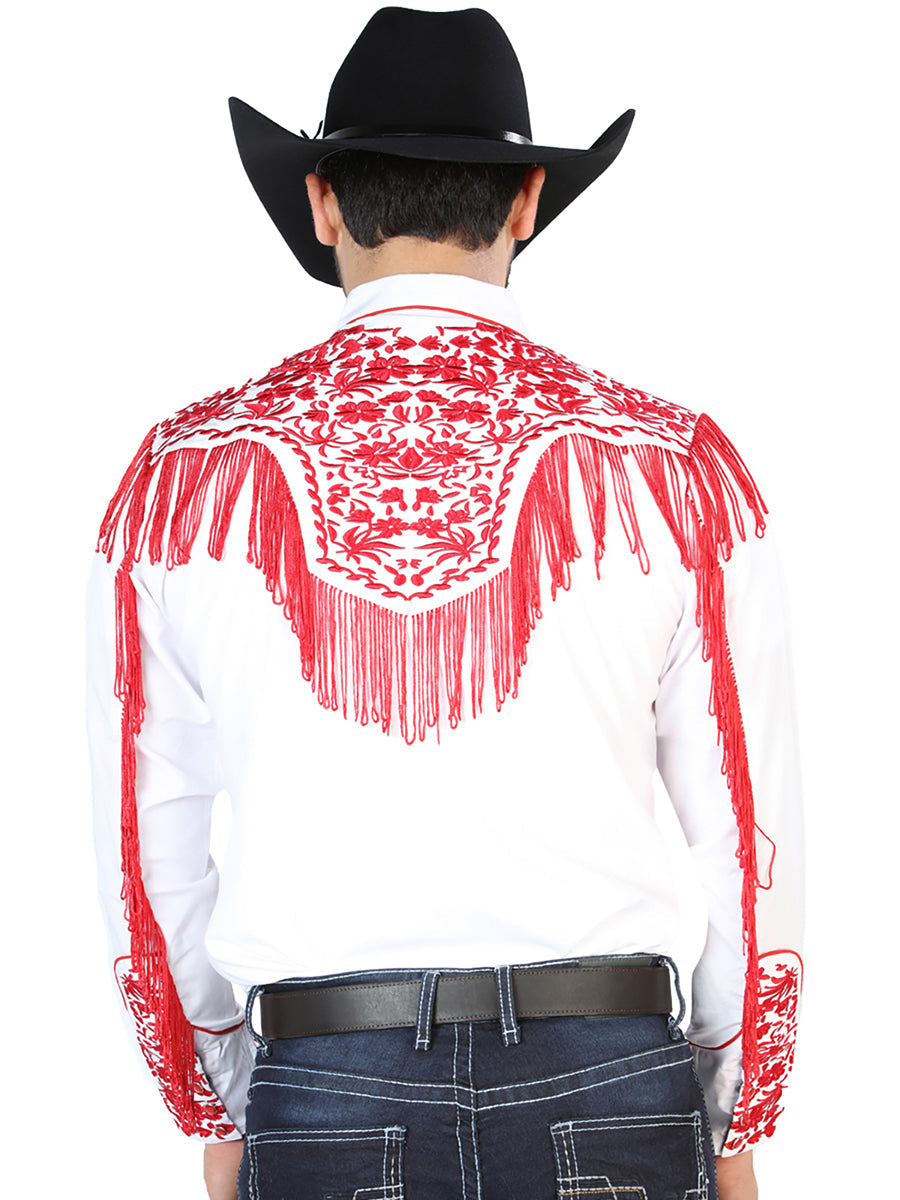 El Señor de los Cielos Embroidery Shirt White/Red 126708 — view 3