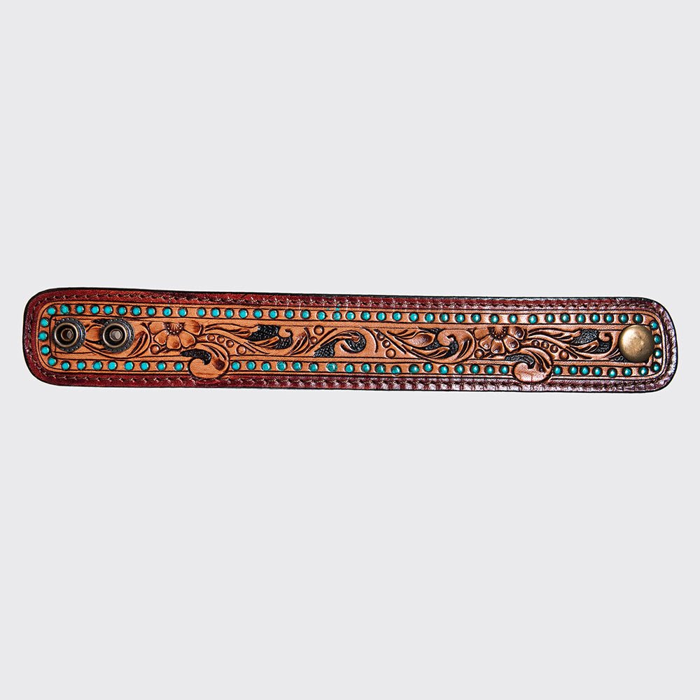 American Darling Bracelet Hand Tooled Carved Genuine Leather Women | Handmade Western Rustic