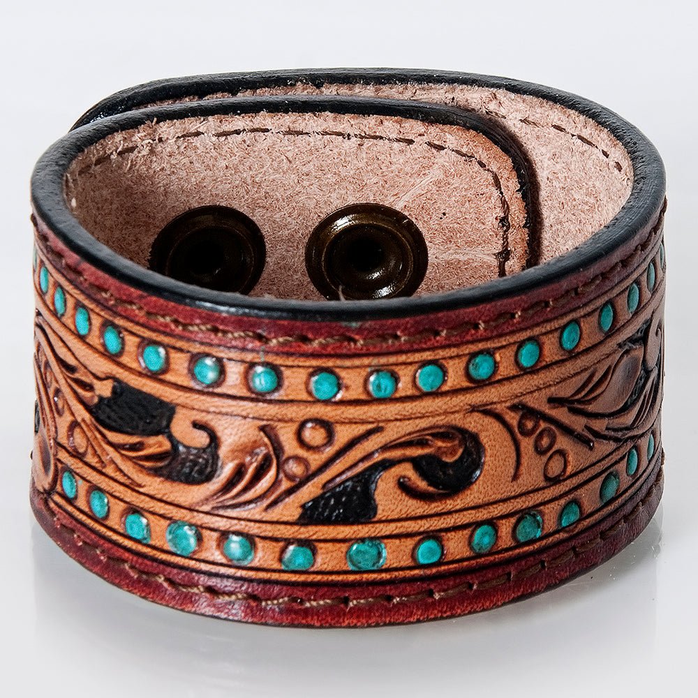 American Darling Bracelet Hand Tooled Carved Genuine Leather Women | Handmade Western Rustic