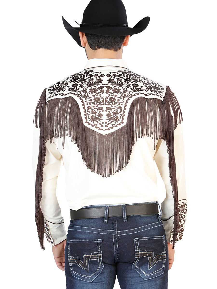 El Señor de los Cielos Embroidery Shirt Beige/Brown 126710 — view 3