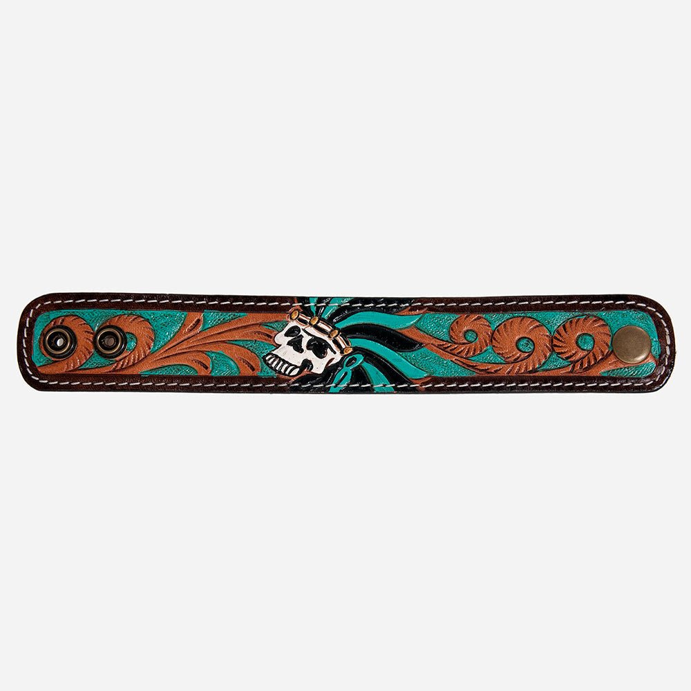 American Darling Bracelet Hand Tooled Carved Genuine Leather Women | Handmade Western Rustic