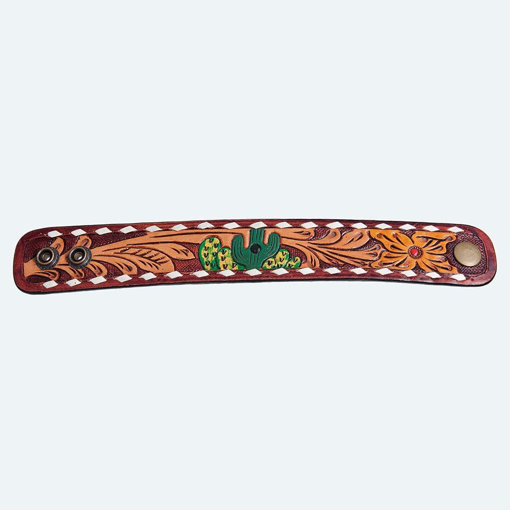 American Darling Bracelet Hand Tooled Carved Genuine Leather Women | Handmade Western Rustic