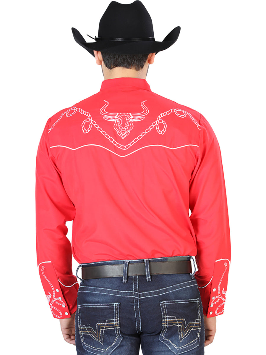 El Señor de los Cielos Embroidery Shirt Red/White 126713 — view 2