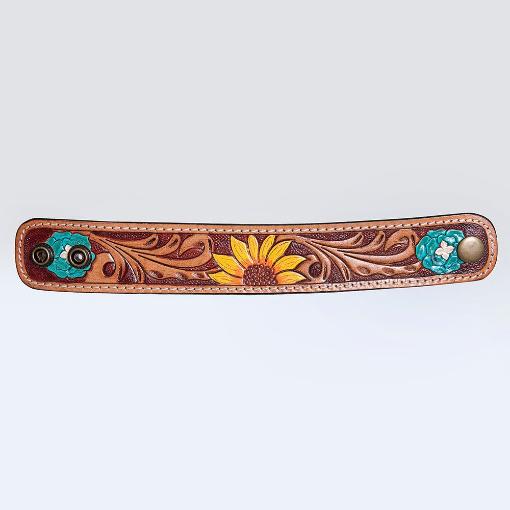 American Darling Bracelet Hand Tooled Carved Genuine Leather Women | Handmade Western Rustic