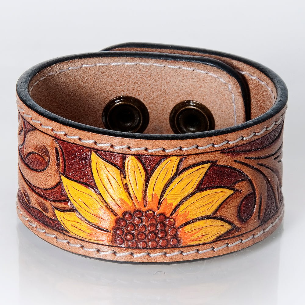 American Darling Bracelet Hand Tooled Carved Genuine Leather Women | Handmade Western Rustic