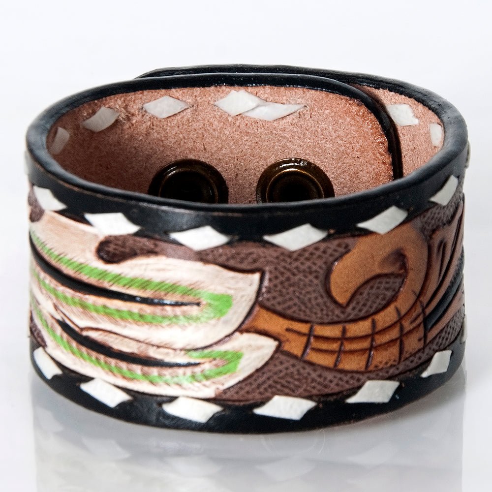American Darling Bracelet Hand Tooled Carved Genuine Leather Women | Handmade Western Rustic