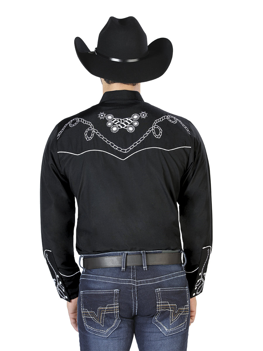 El Señor de los Cielos Embroidery Shirt Black/White 126717 — view 2