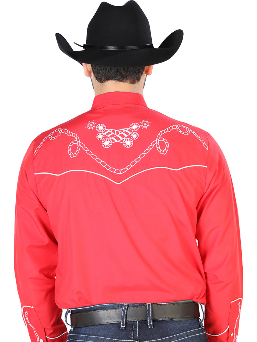 El Señor de los Cielos Embroidery Shirt Red/White 126719 — view 2
