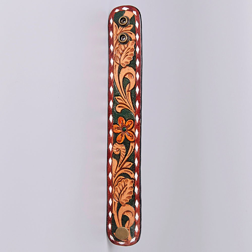 American Darling Bracelet Hand Tooled Carved Genuine Leather Women | Handmade Western Rustic