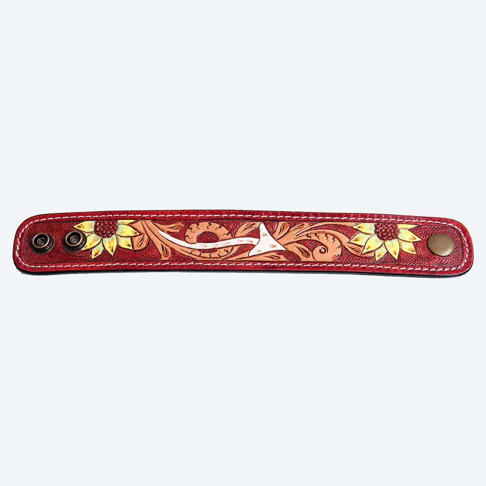 American Darling Bracelet Hand Tooled Carved Genuine Leather Women | Handmade Western Rustic