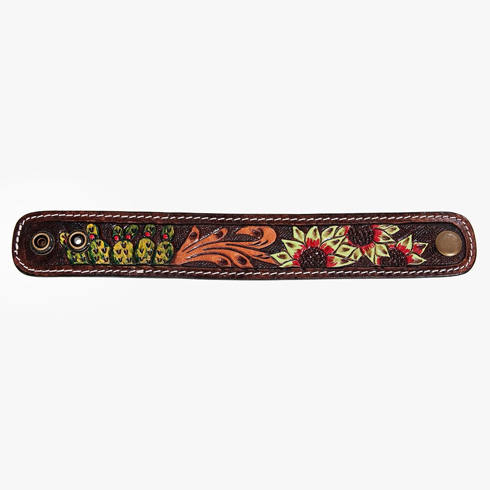 American Darling Bracelet Hand Tooled Carved Genuine Leather Women | Handmade Western Rustic
