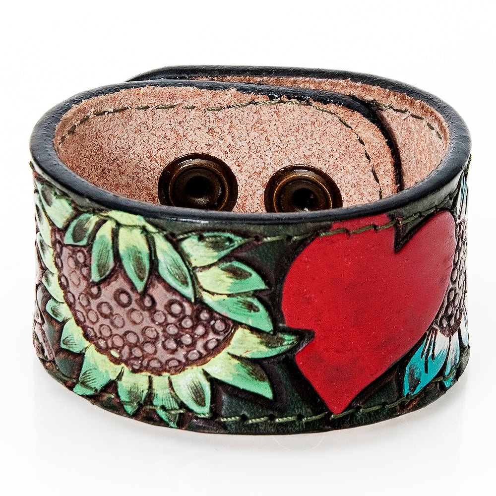 American Darling Bracelet Hand Tooled Carved Genuine Leather Women | Handmade Western Rustic