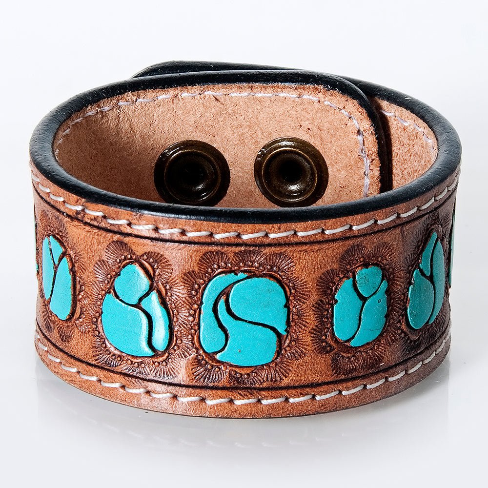 American Darling Bracelet Hand Tooled Carved Genuine Leather Women | Handmade Western Rustic