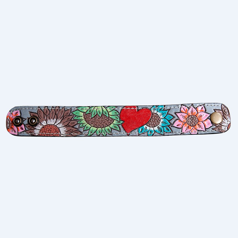 American Darling Bracelet Hand Tooled Carved Genuine Leather Women | Handmade Western Rustic