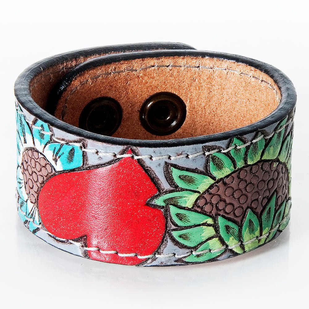 American Darling Bracelet Hand Tooled Carved Genuine Leather Women | Handmade Western Rustic