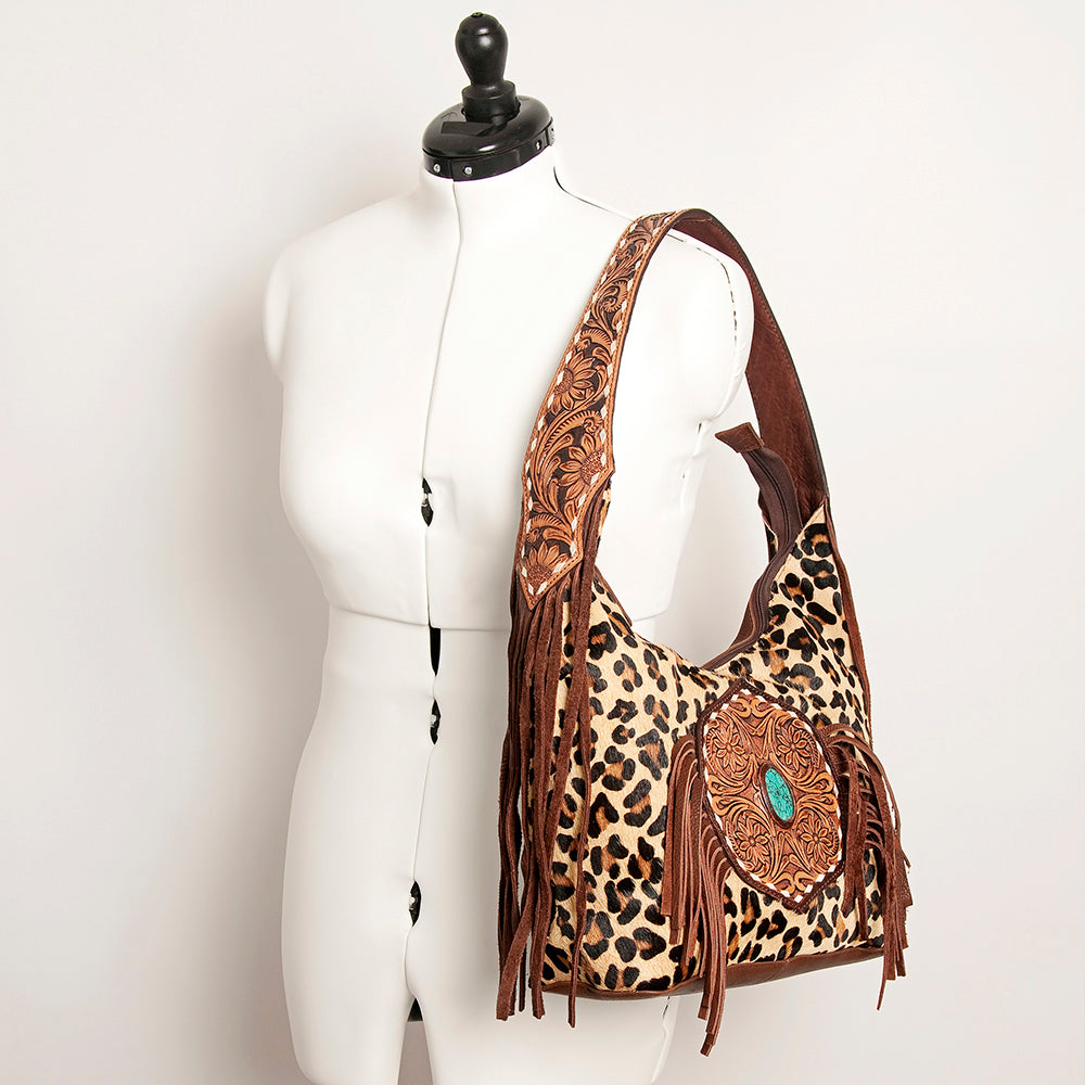 American Darling Hand-Tooled Hair-On Genuine Leather Tote