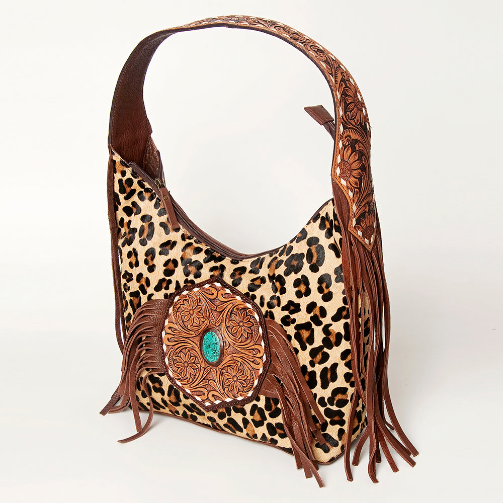 American Darling Hand-Tooled Hair-On Genuine Leather Tote