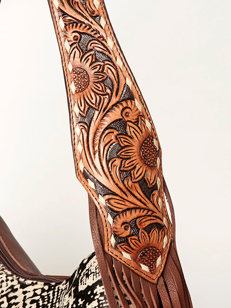 American Darling Hair-On Genuine Leather Hobo Bag