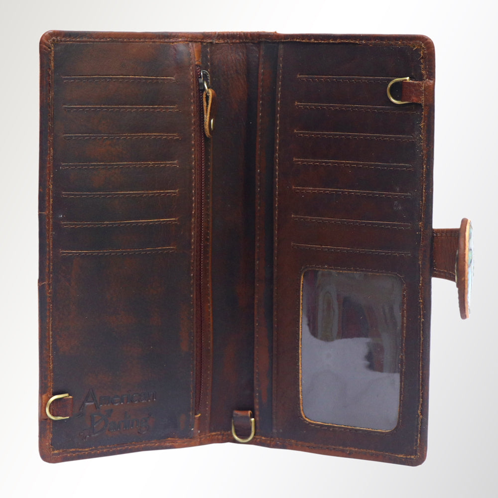 American Darling Wristlet Bag, Hand-Painted Genuine Leather, Western Vegetable Tanned Full Grain Leather Wallet Bag
