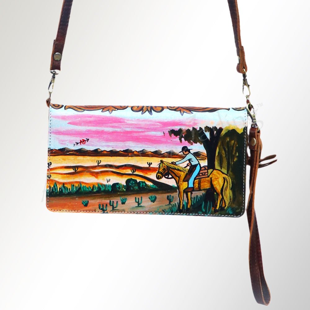American Darling Organiser Hair-On Hand Tooled Genuine Leather