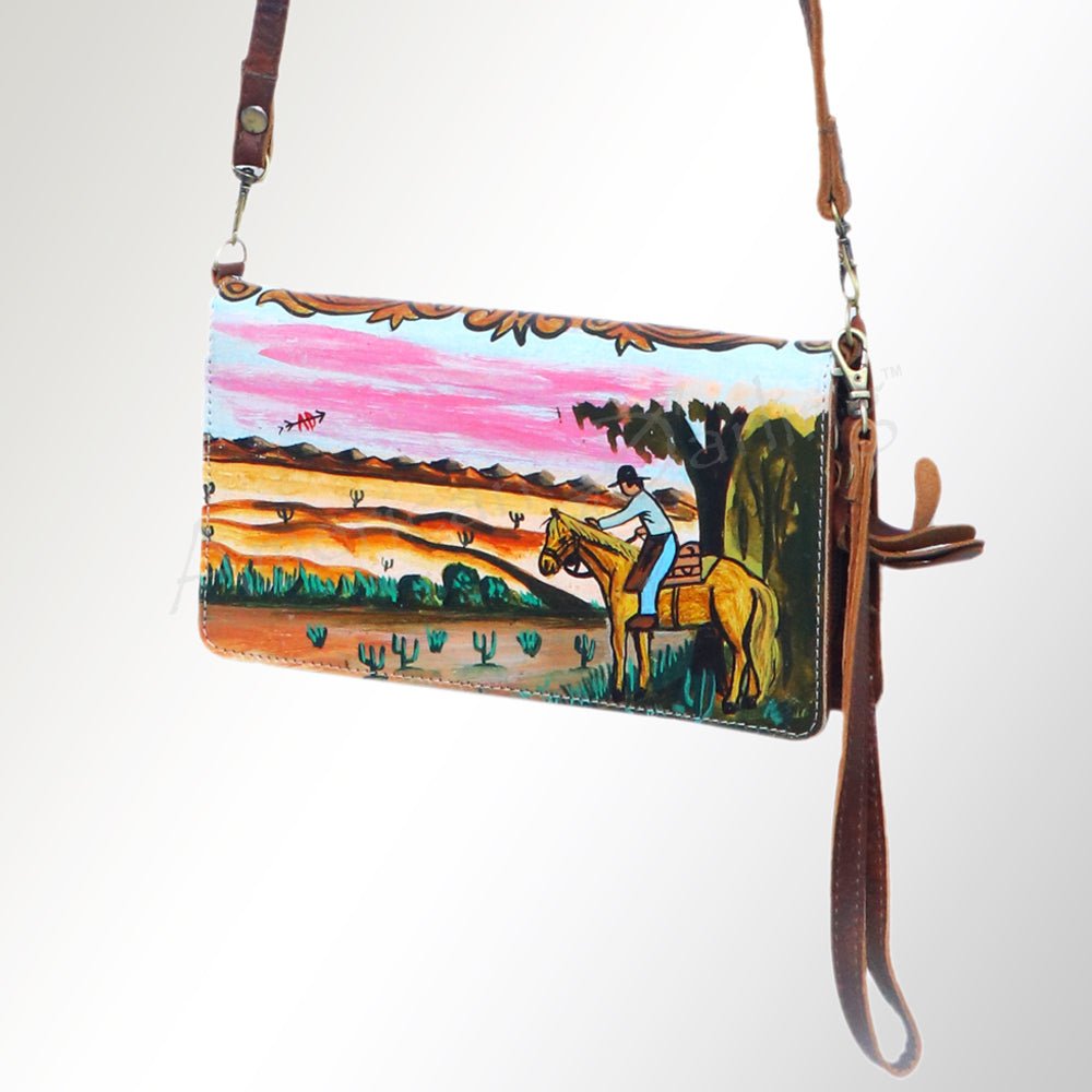 American Darling Organiser Hair-On Hand Tooled Genuine Leather