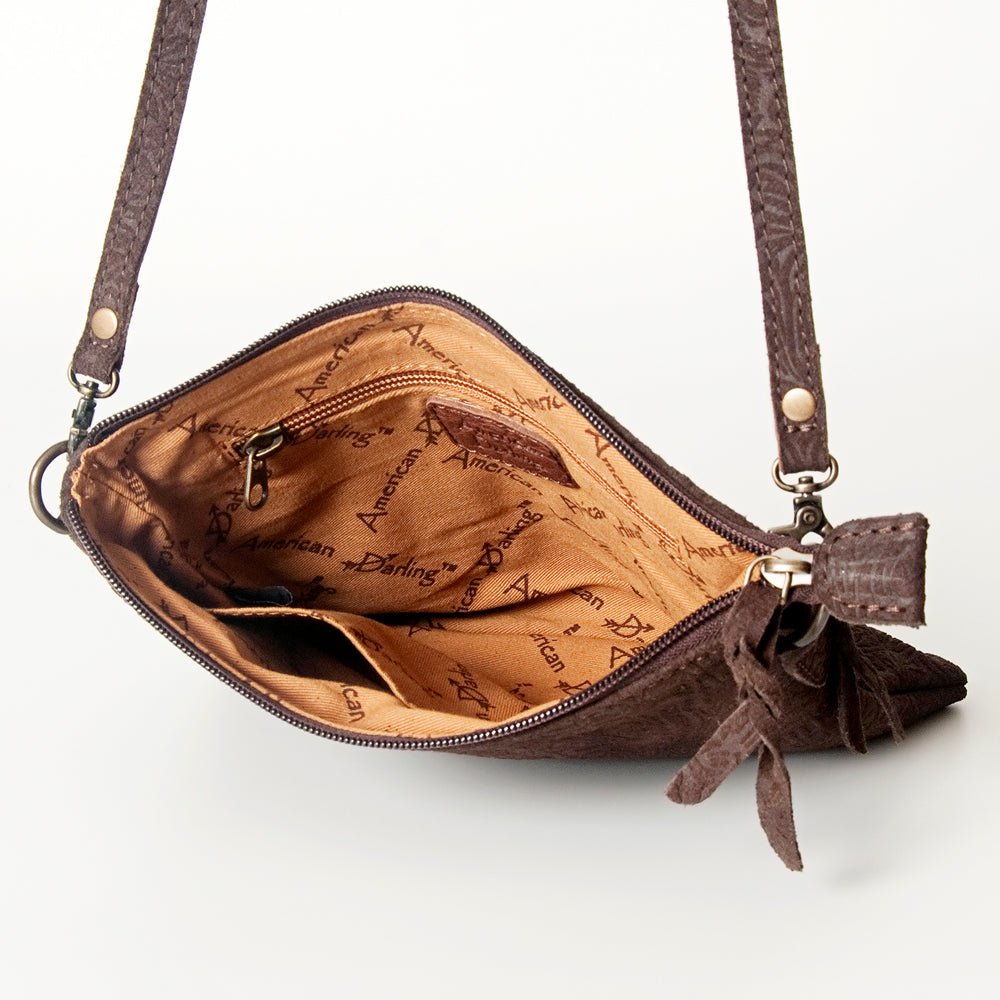 American Darling Western Small Crossbody Bag – Genuine Hair-On Cowhide Leather with Fringes, Adjustable Strap, Handcrafted in Texas