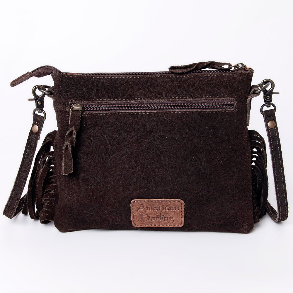 American Darling Western Small Crossbody Bag – Genuine Hair-On Cowhide Leather with Fringes, Adjustable Strap, Handcrafted in Texas