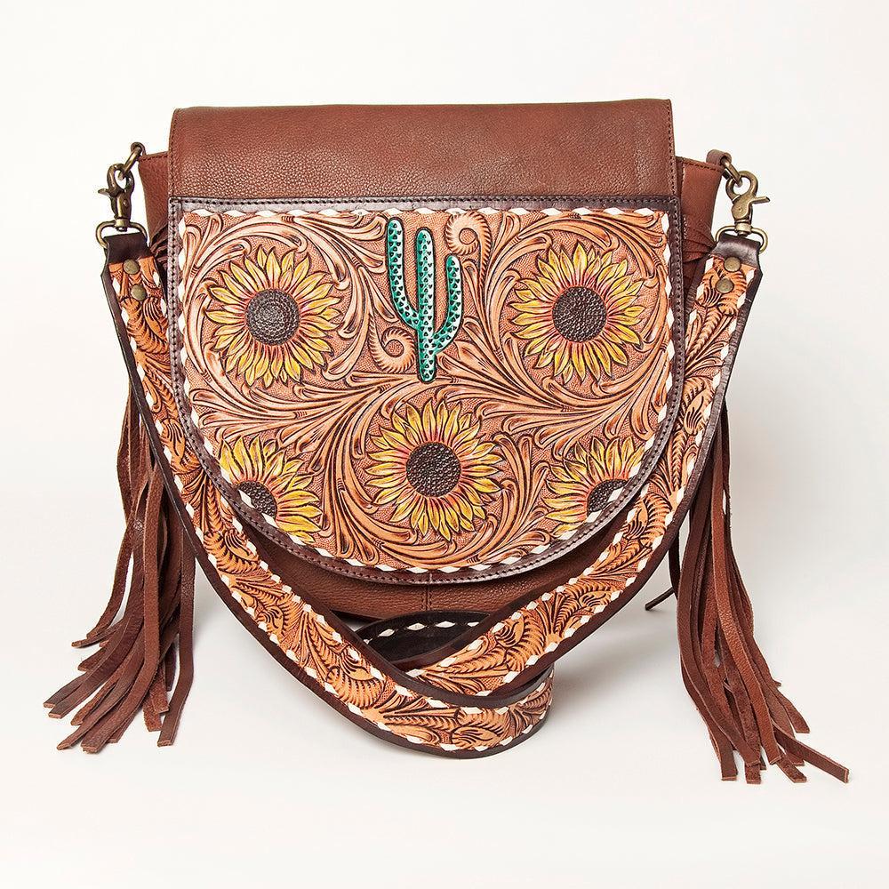 American Darling Hand-Tooled Genuine Leather Crossbody Bag