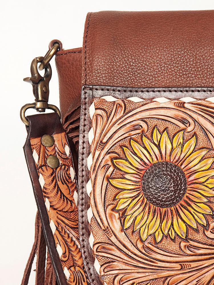 American Darling Hand-Tooled Genuine Leather Crossbody Bag