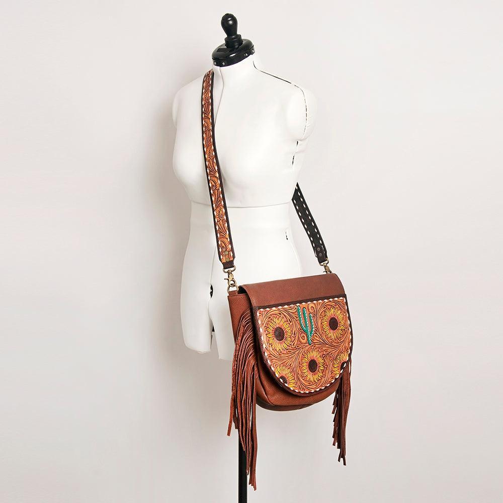 American Darling Hand-Tooled Genuine Leather Crossbody Bag