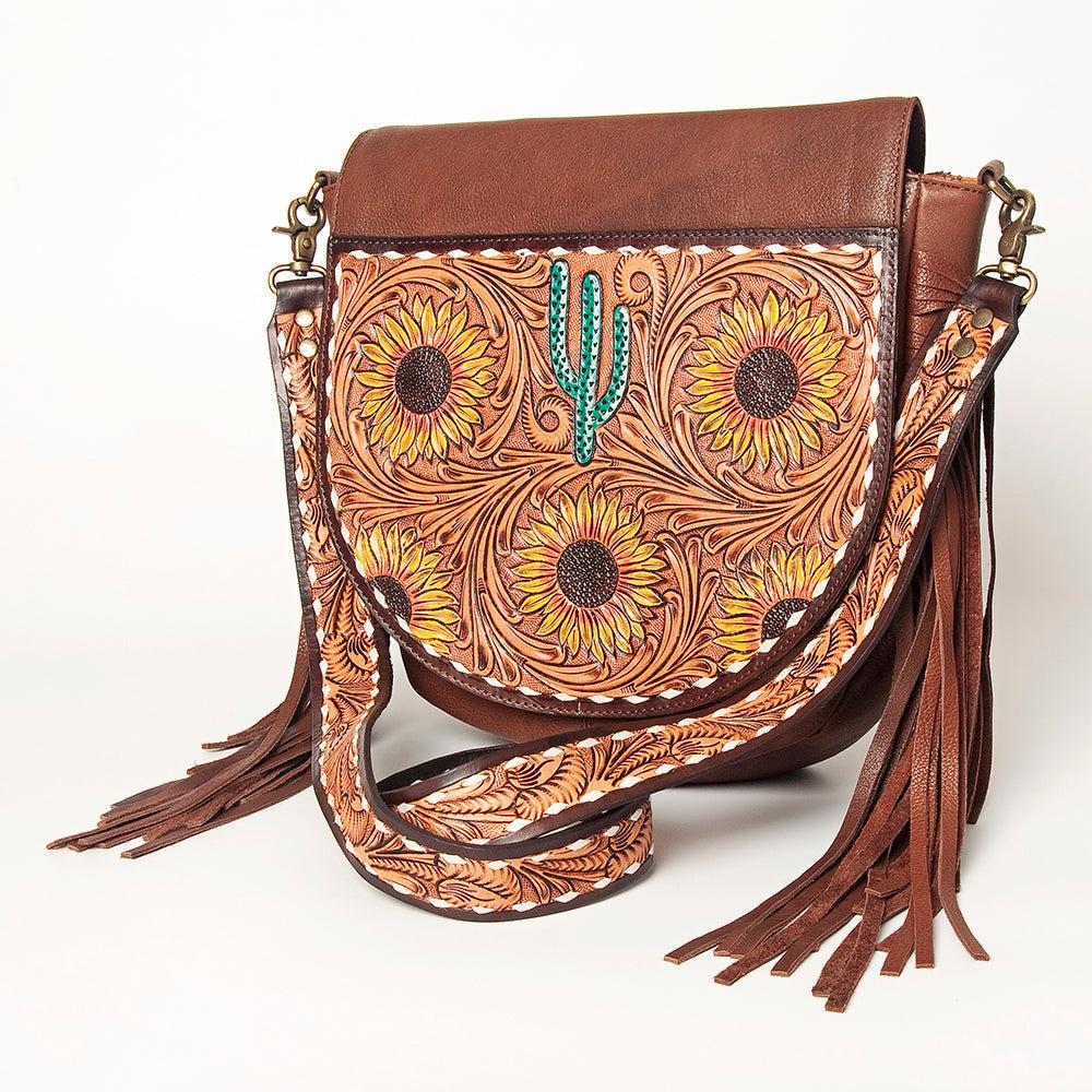 American Darling Hand-Tooled Genuine Leather Crossbody Bag