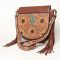 American Darling Hand-Tooled Genuine Leather Crossbody Bag