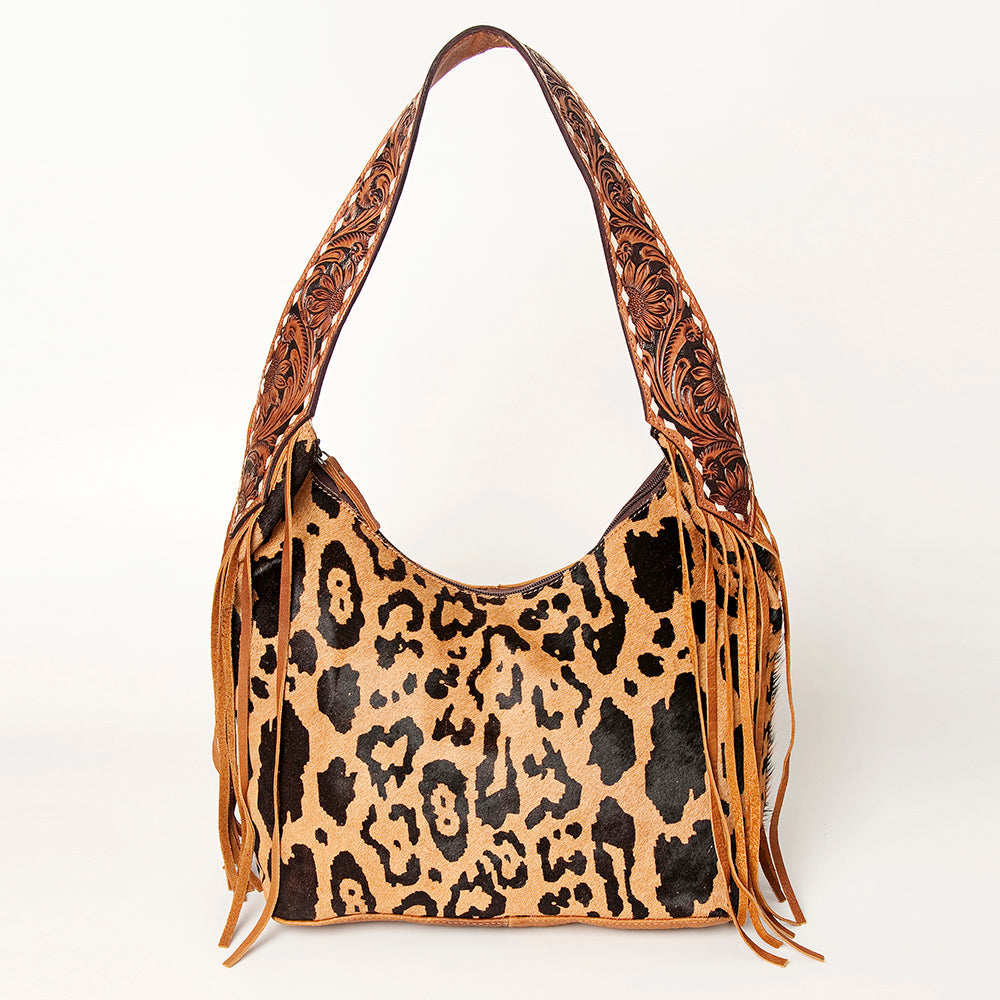 American Darling Hand-Tooled Hair-On Genuine Leather Hobo Bag