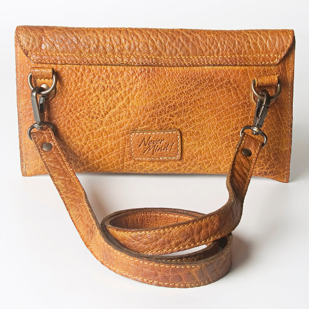 Never Mind Coin Purse Vintage Handmade Genuine Cowhide Leather