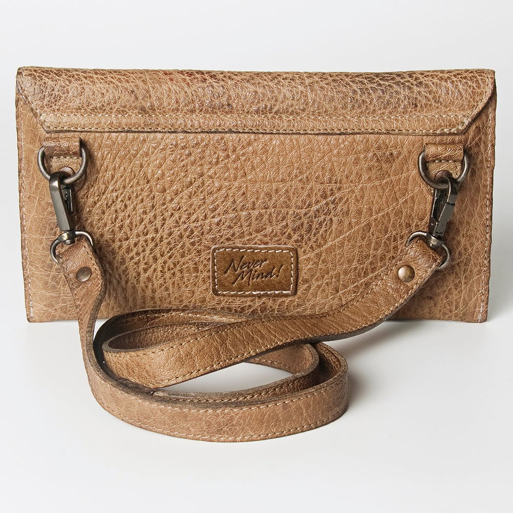 Never Mind Coin Purse Vintage Handmade Genuine Cowhide Leather
