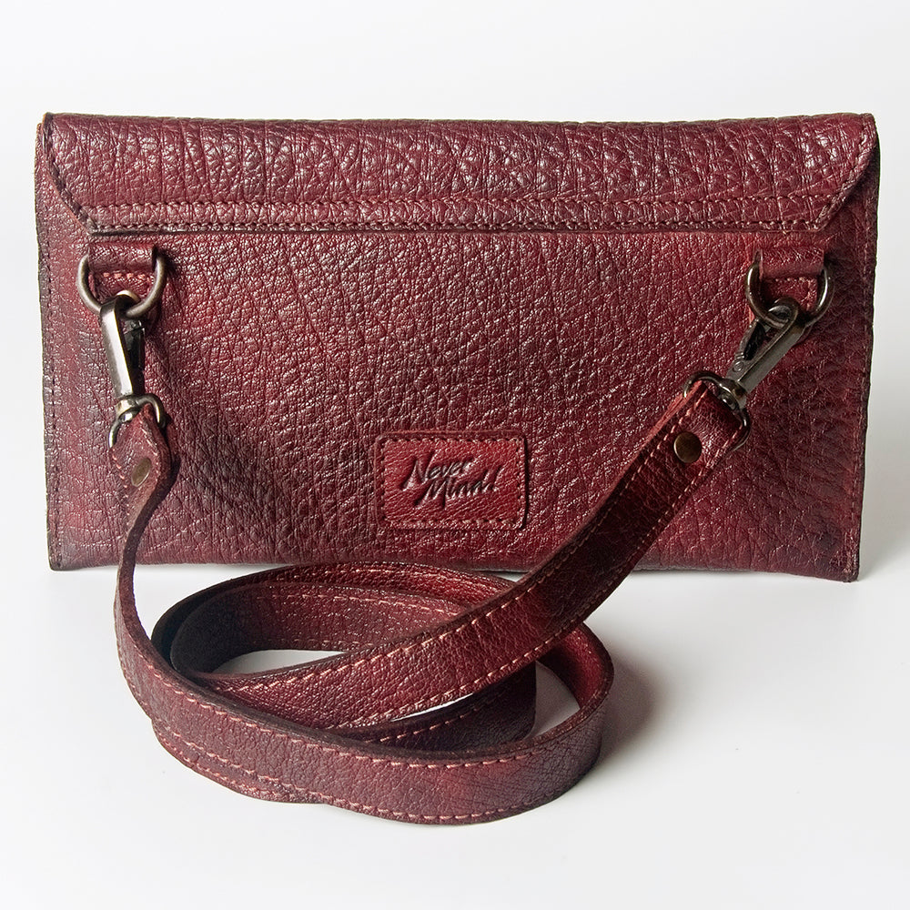 Never Mind Coin Purse Vintage Handmade Genuine Cowhide Leather