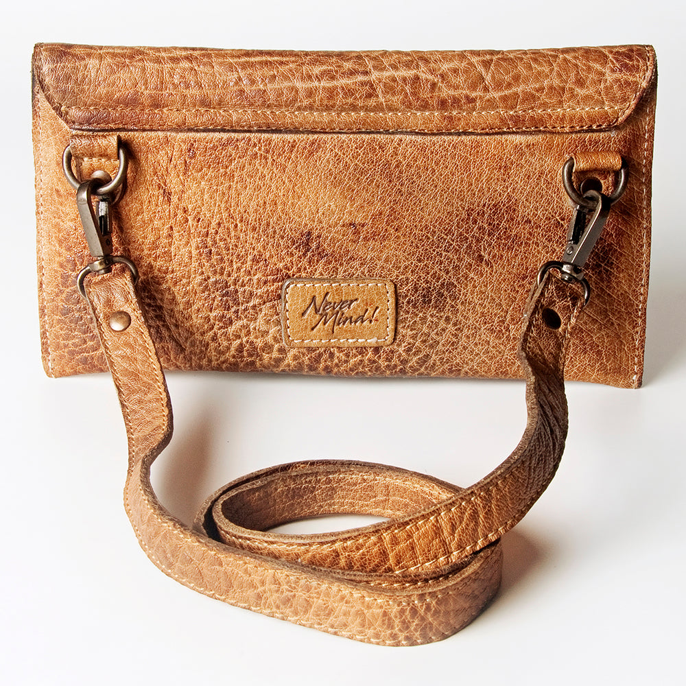 Never Mind Coin Purse Vintage Handmade Genuine Cowhide Leather