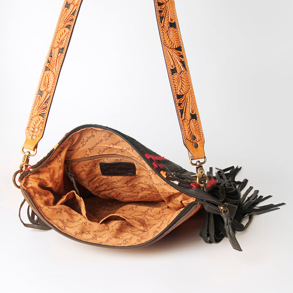 American Darling Hand-Tooled Saddle Blanket Leather Crossbody Bag
