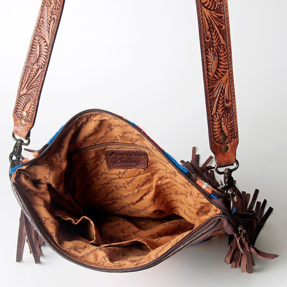 American Darling Hand-Tooled Saddle Blanket Leather Crossbody Bag