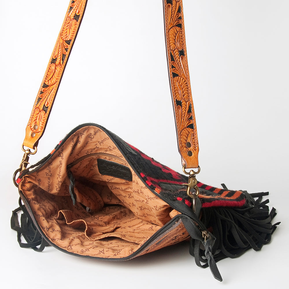 American Darling Hand-Tooled Saddle Blanket Leather Crossbody Bag