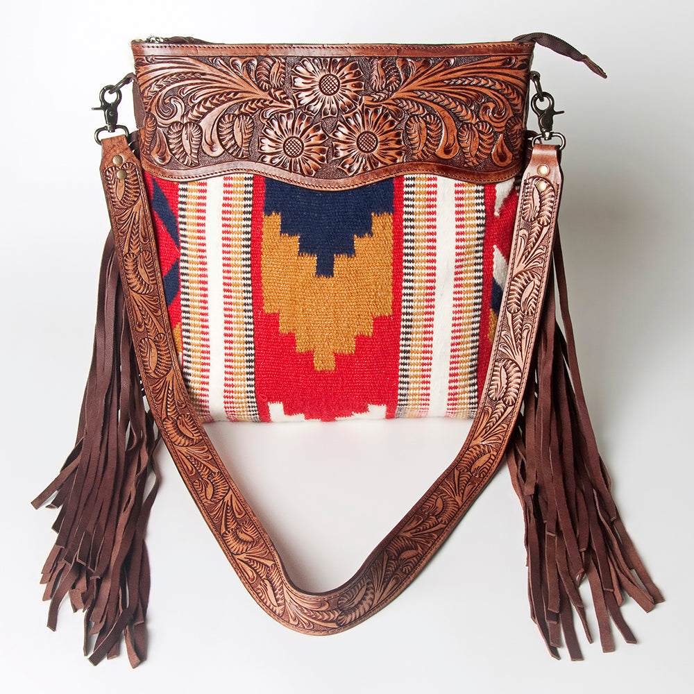 American Darling Hand-Tooled Saddle Blanket Leather Crossbody Bag