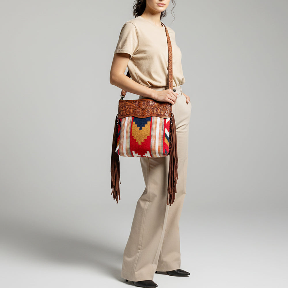American Darling Signature Crossbody Hand Tooled Saddle Blanket Genuine Leather women bag western handbag purse